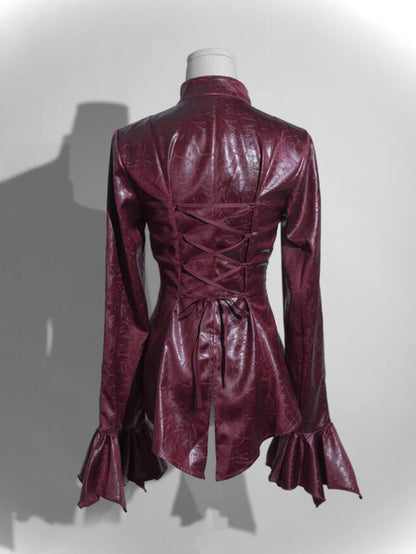 Long Wine Ways Shirt Sleeves Collar Two Wear Red Lolita Gothic