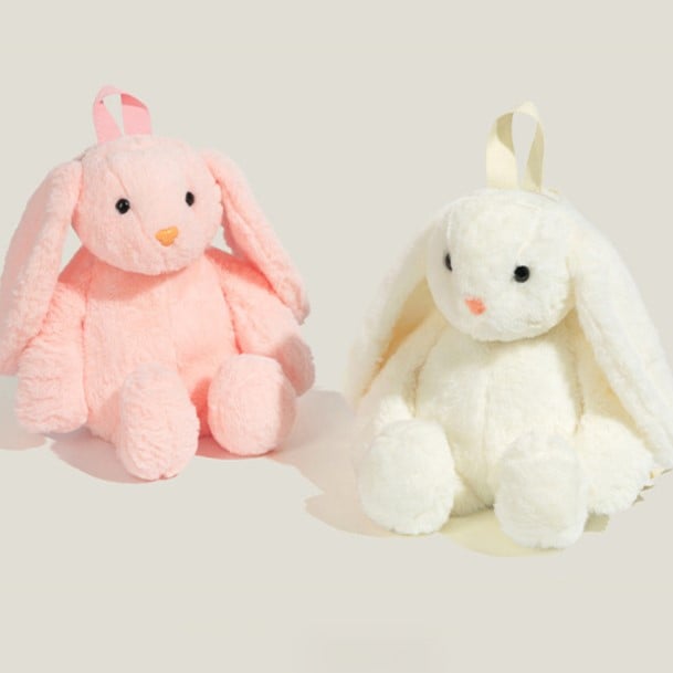 Beige/Pink Kawaii Rabbit Backpack Plush