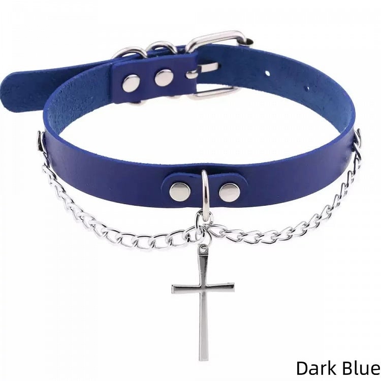 Multicolor Cross Pendant Chain Necklace - CRAZY GIRL