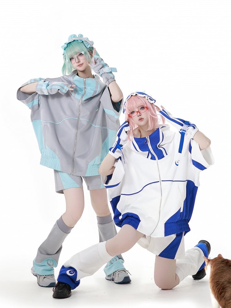 月と星の刺繍入りグリーングレーレッグウォーマー