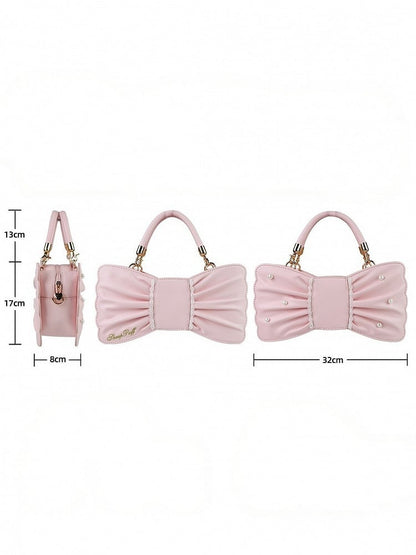 Sweet Lolita Bowknot Bag with Pearls & Lace - Sheep Puff Bag