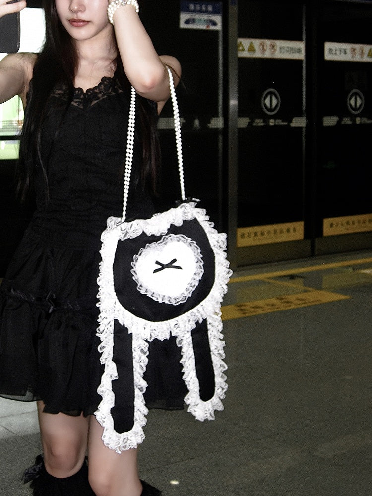 Lolita Options Bag Color Beaded Ears 4 and Rabbit with Chain One-Shoulder