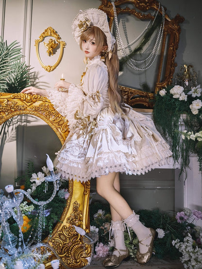 und Stickerei Ärmel Kleid Glocke Kerze Samt Kerzenständer Creme