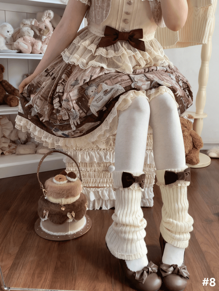 Lace Knitted 8 Details Leg Warmers Bow Color Options