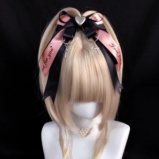 with Bow Accents Heart Hairclip Cross