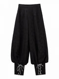 Black Lace-Up Long Trousers with Chinese Aesthetic - Unknown Star