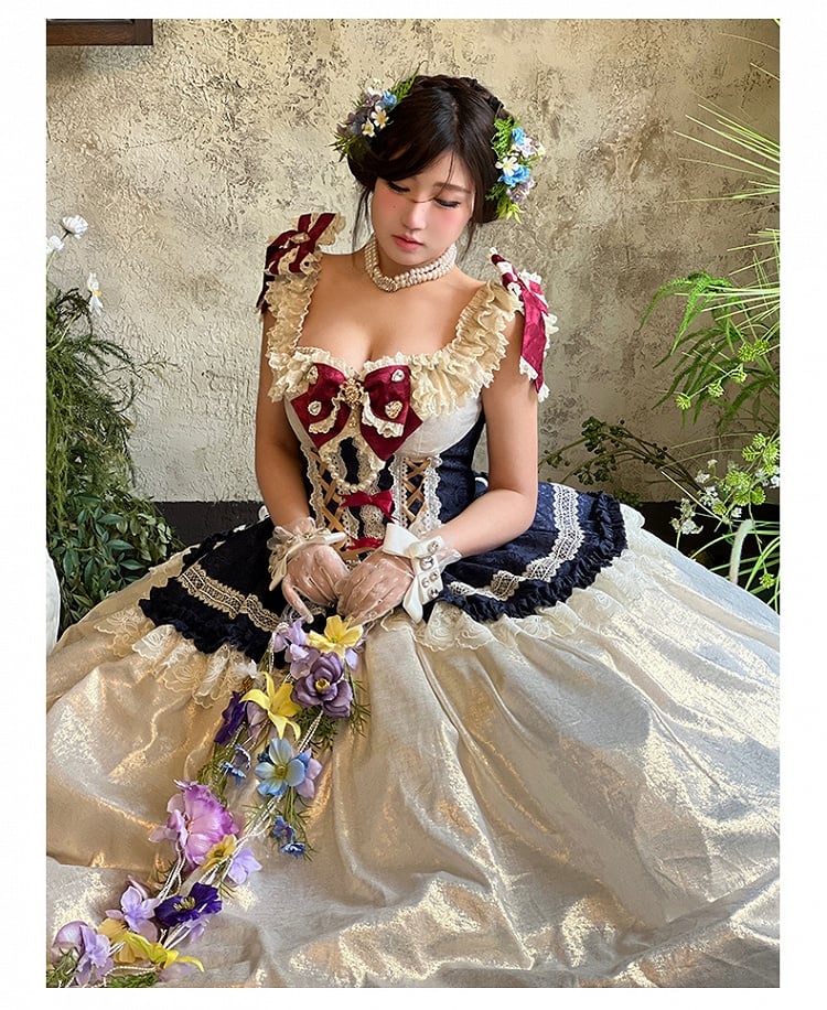 Snow White Lace-up Corset Waist Princess Dress Floor Length Ball Gown