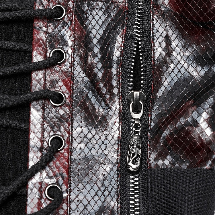 Top Red Black Punk Drawstring Tube