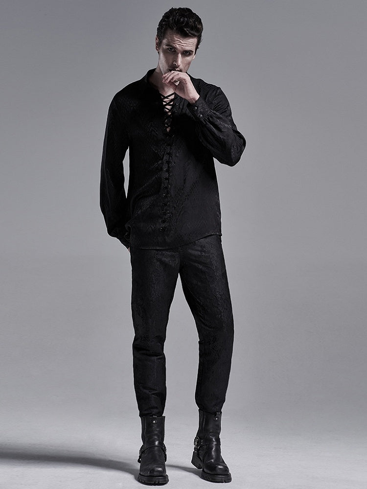 Shirt Men's Jacquard Gothic Black