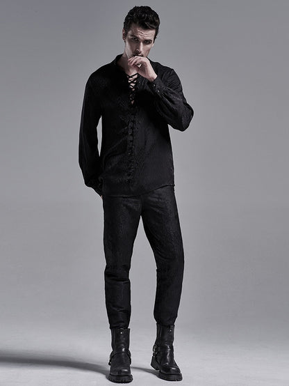 Shirt Men's Jacquard Gothic Black