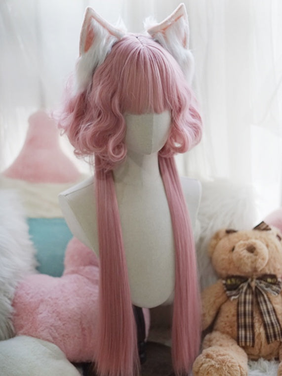 Hellblonde/pinke/rote/grüne/violette hüftlange Perücke mit vollem Pony