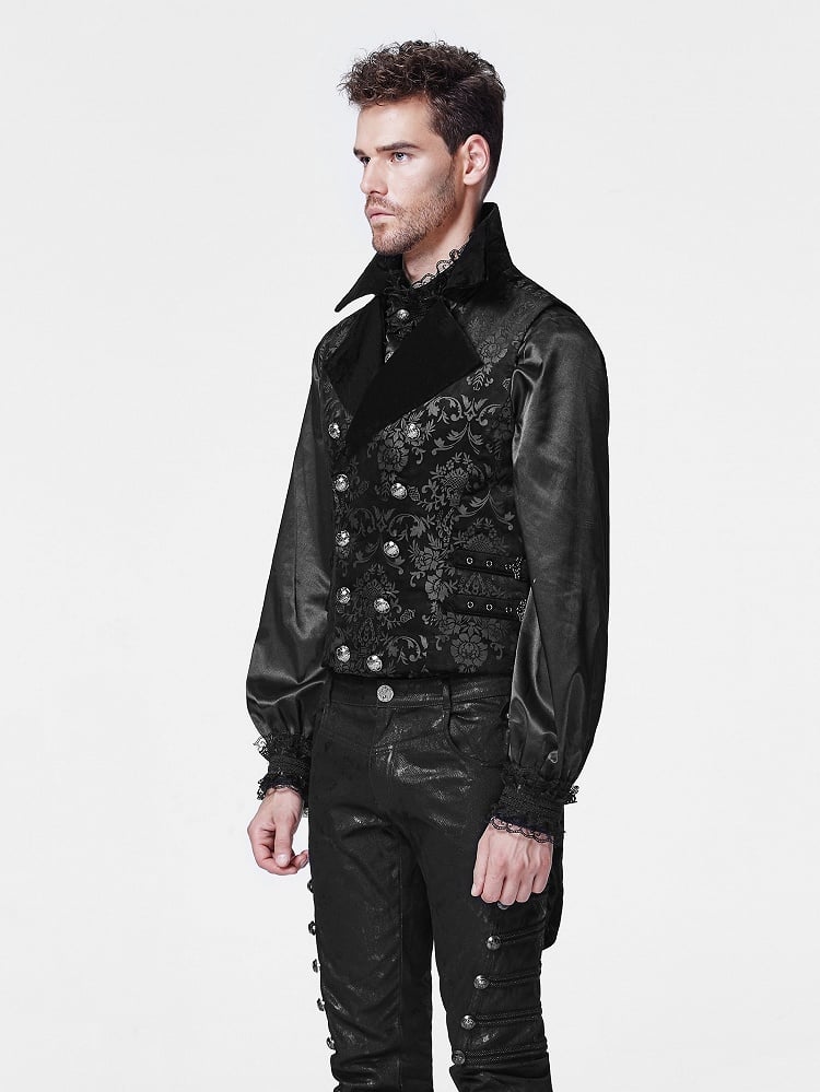 Men's Dark Printing Black Gothic Vest