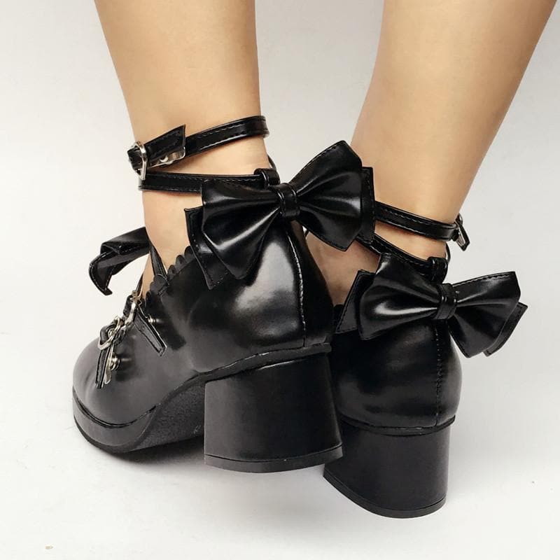 Black Cute Custom Bow SP168083 Made Lolita Shoes