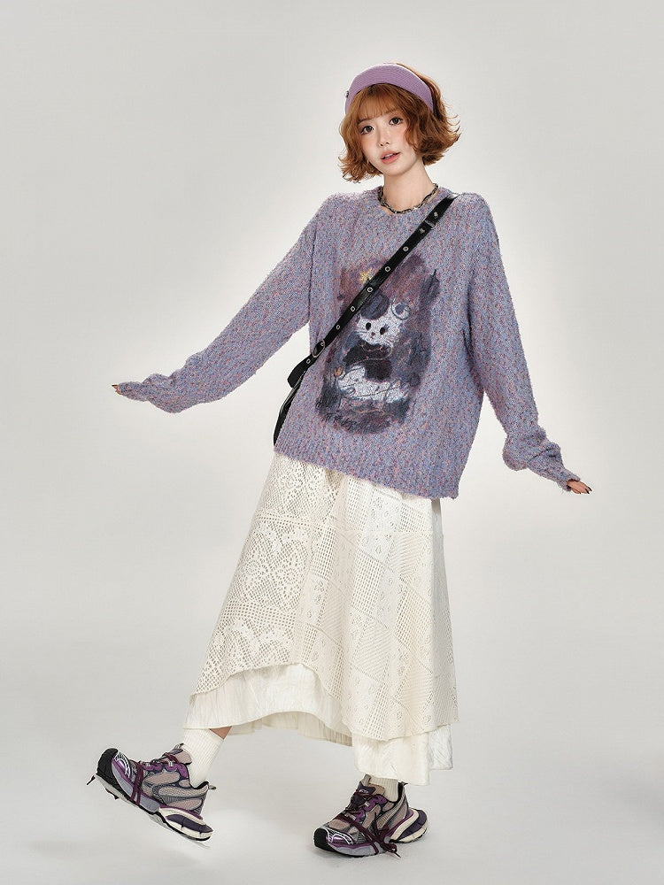 Retro Asymmetrical Design White Lace Skirt - Girlyhalo