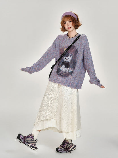 Retro Asymmetrical Design White Lace Skirt - Girlyhalo