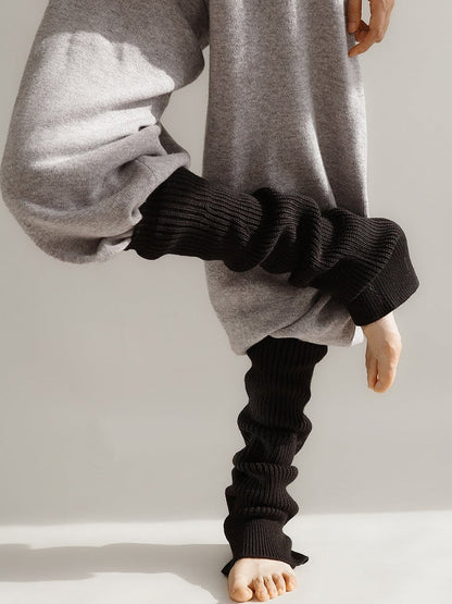 Slouchy Ribbed Knit Stirrup Leg Warmers | Night Experiment