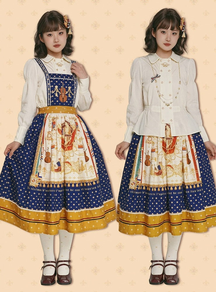 White Long Sleeve Smocked Waist Elegant Lolita Blouse - Crucis Universal Tailor Company
