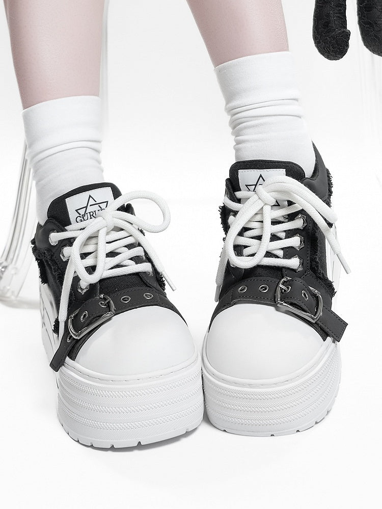 Platform - Sneakers Punk Pattern Black Hexagram