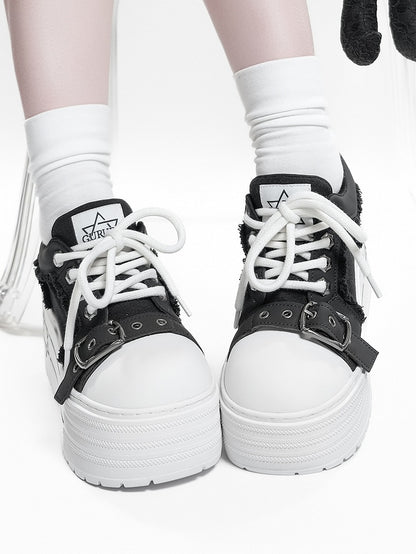 Platform - Sneakers Punk Pattern Black Hexagram