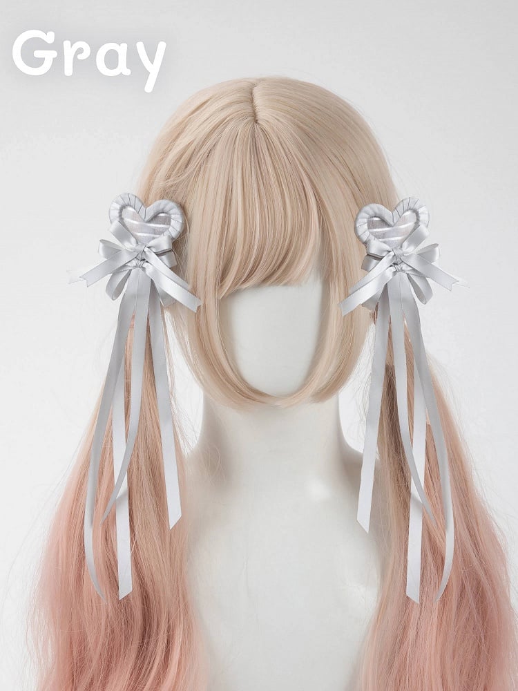 Multi-Color Bow Clip Hair Heart Pairs