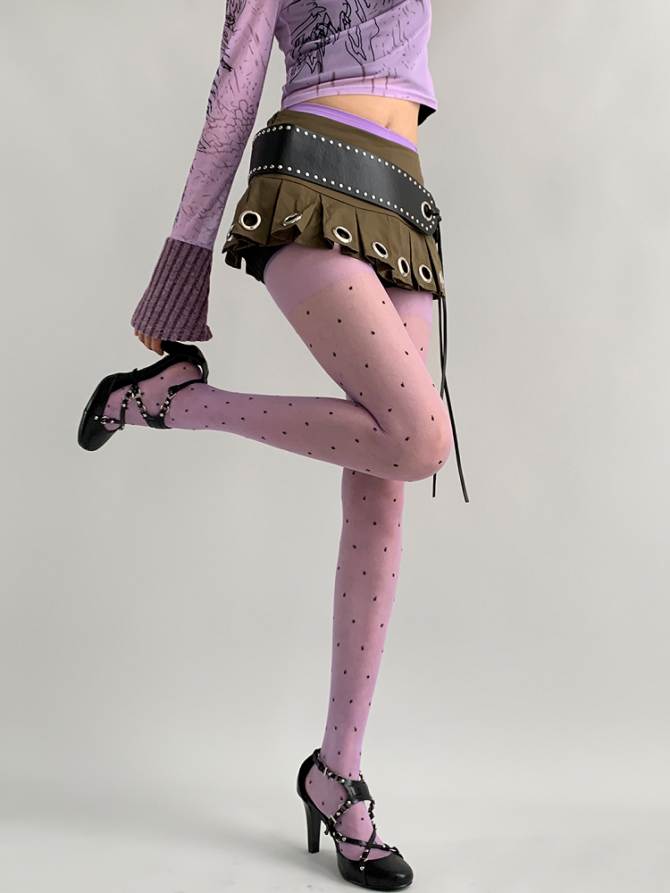 Semi-Sheer Polka-dot 4 Colors Pattern Tights