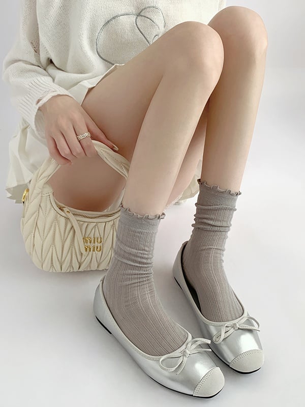 Trim 4 Colors Ruffled Cotton Socks Cute