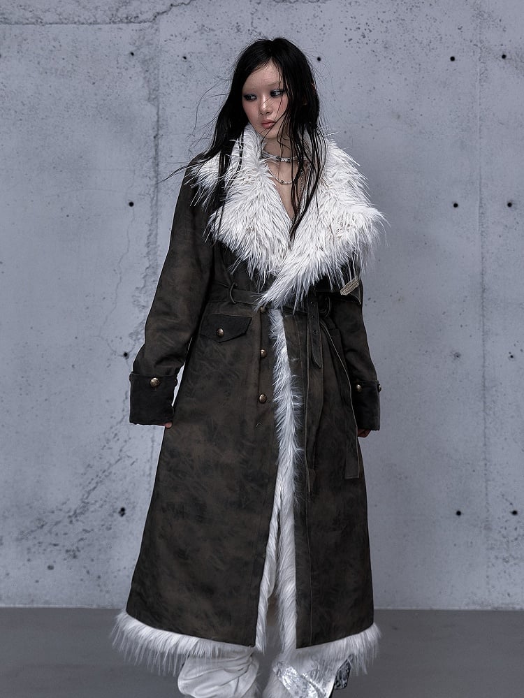 Green Placket Wasteland Front Cuffs Punk - White Button Coat and Reversible