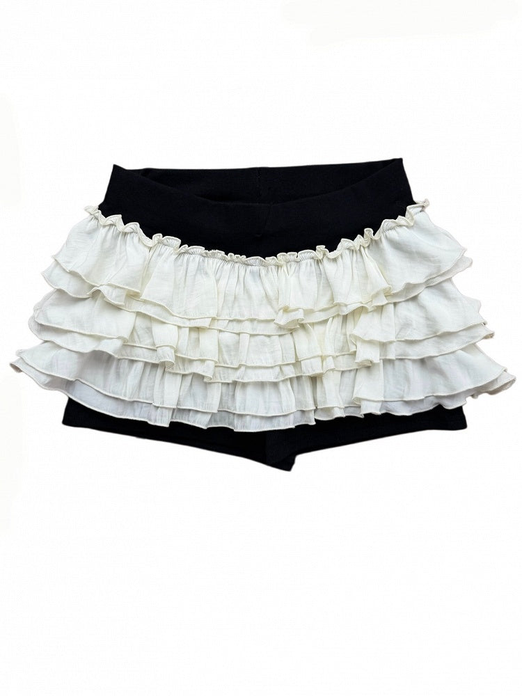 Black & White Tiered Ruffle Skort - Damn Girl