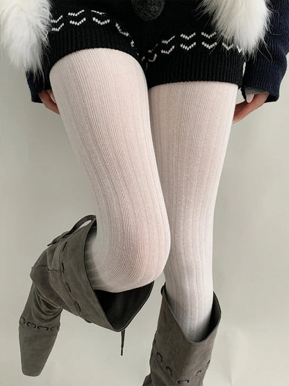 Fine Colors) Slimming (6 Ribbed Tights