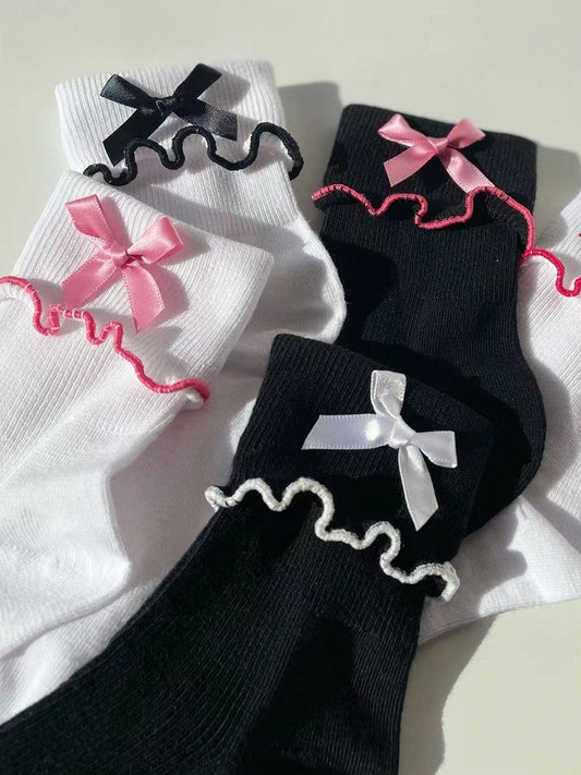 フリルコントラストトリムロリータアンクルソックス