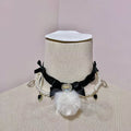 Heart Rhinestone Bow Choker Lace 6 Colors with Pendant