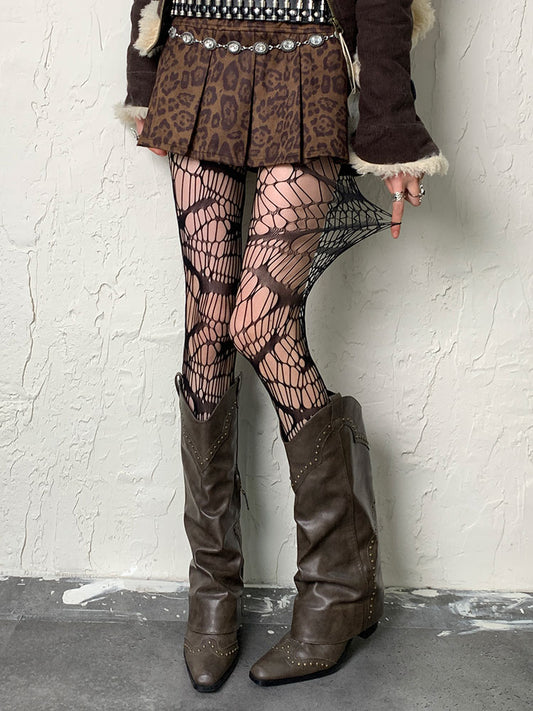 ブラックゴシックアシンメトリーホローアウトタイツ