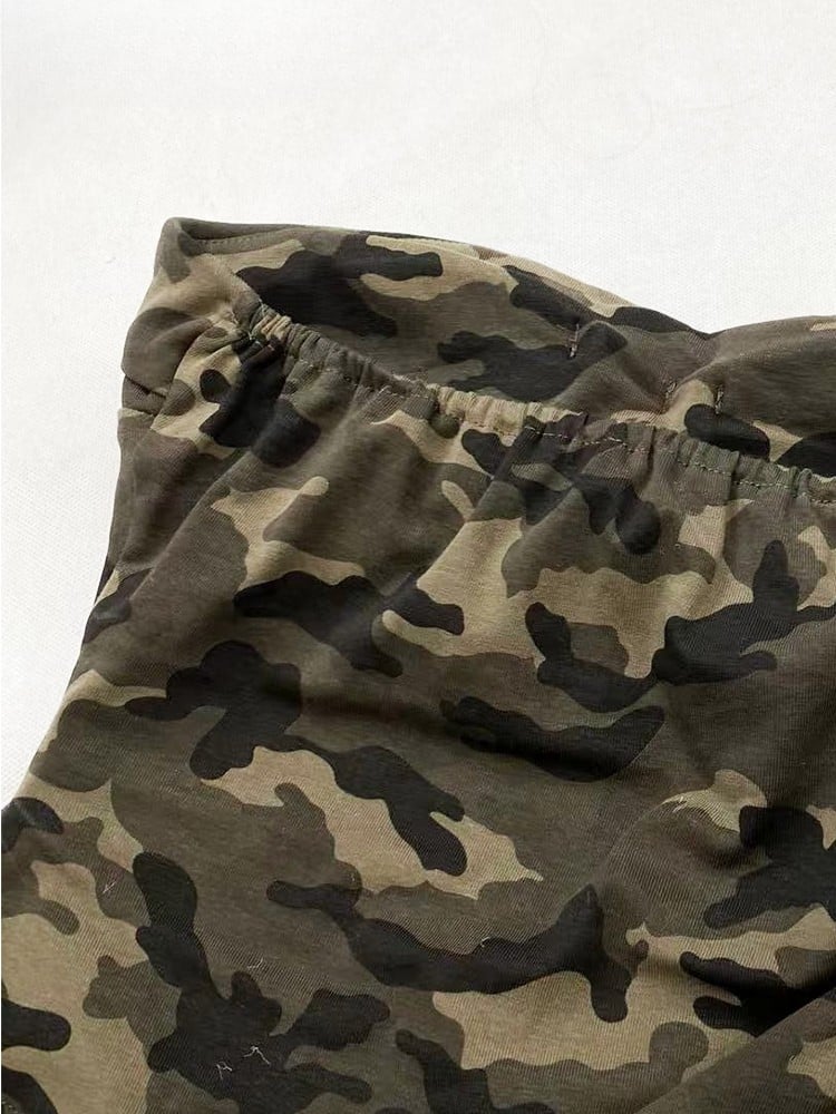 Bittersweet Asymmetrical Strap Self-tie Army Camo Green Pattern