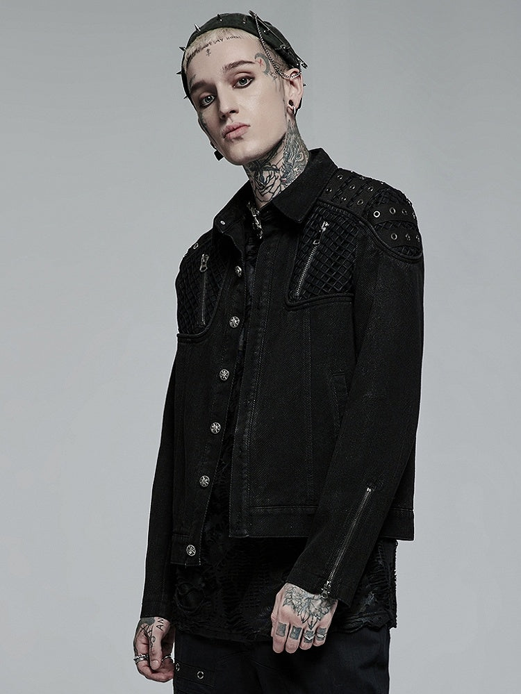 Rugged Men's Punk Black Jacket