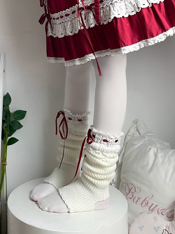 Lolita Knitted Leg Warmers Cuffs Color 7 Options Lace