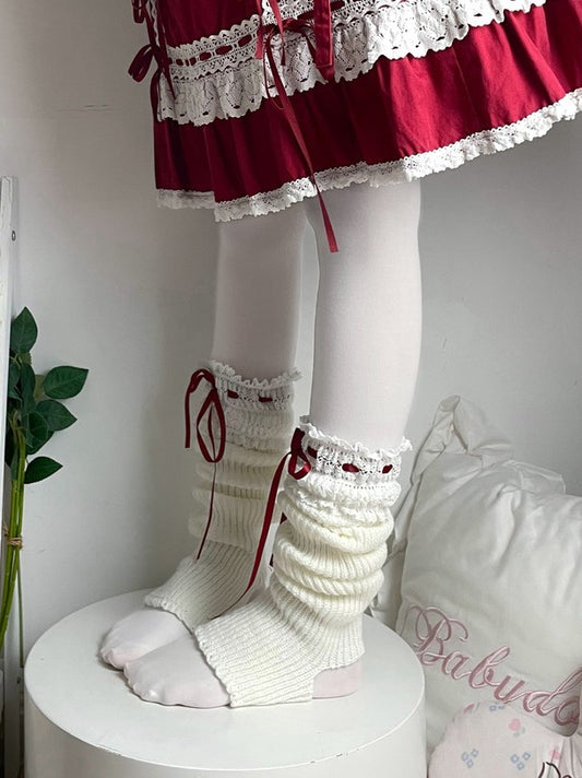 Lolita Knitted Leg Warmers Cuffs Color 7 Options Lace