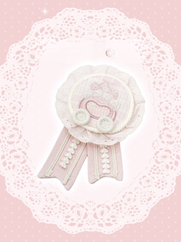Pink Embroidered Lolita Brooch - U.Rtto