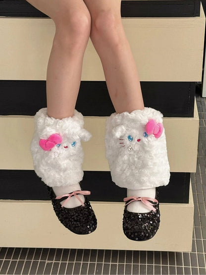 Plush Warmers Leg Kitty-Shaped