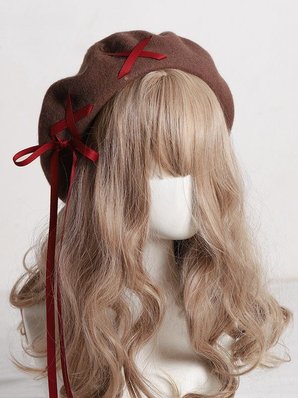 Color 11 Options Crossed Beret Accents with Tassel and Adorned – Ribbon