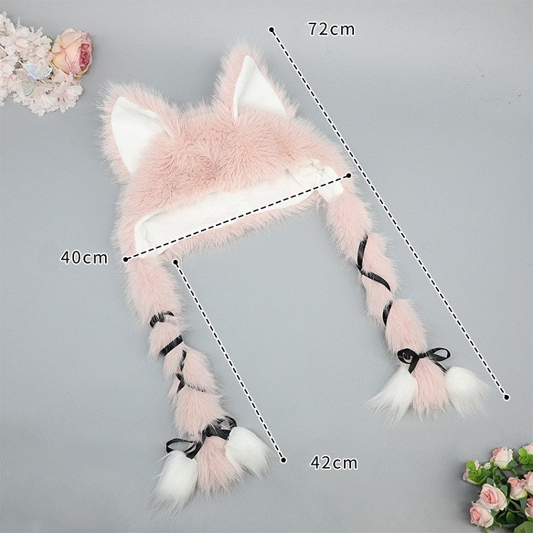 Kitty Hat Plush Self-tie Straps Ear Pink