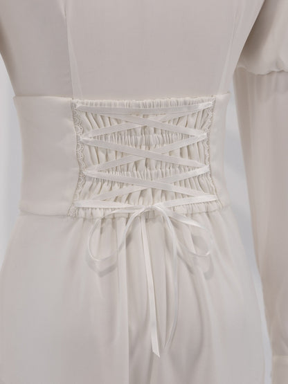White Corset Belt High-Waist Ouji Lolita Pants - DevilInspired Exclusive Collection