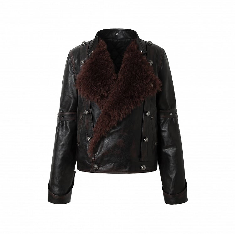 ダークレッドのハートと骨のアップリケ付きジャケット（バックル付き）