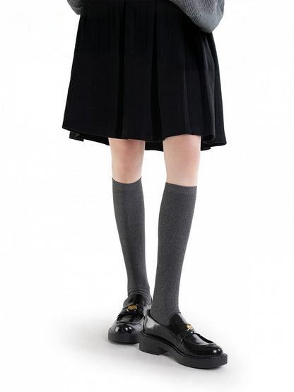 Solid Ribbed Calf Socks - ModaSwings