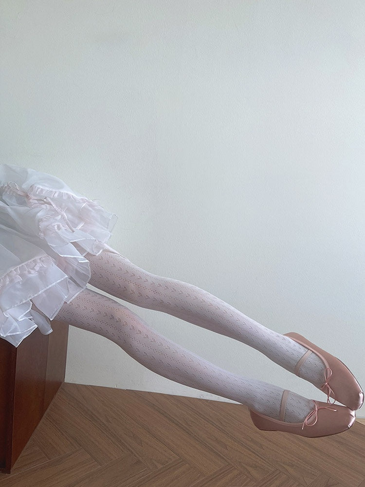 Muster Weiße Herzstrumpfhose Lolita Hollow-out