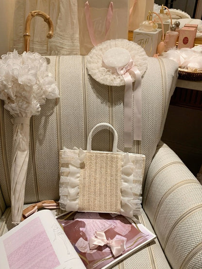 Lace Trim Crochet Handbag Sweet Holiday - Lalacita
