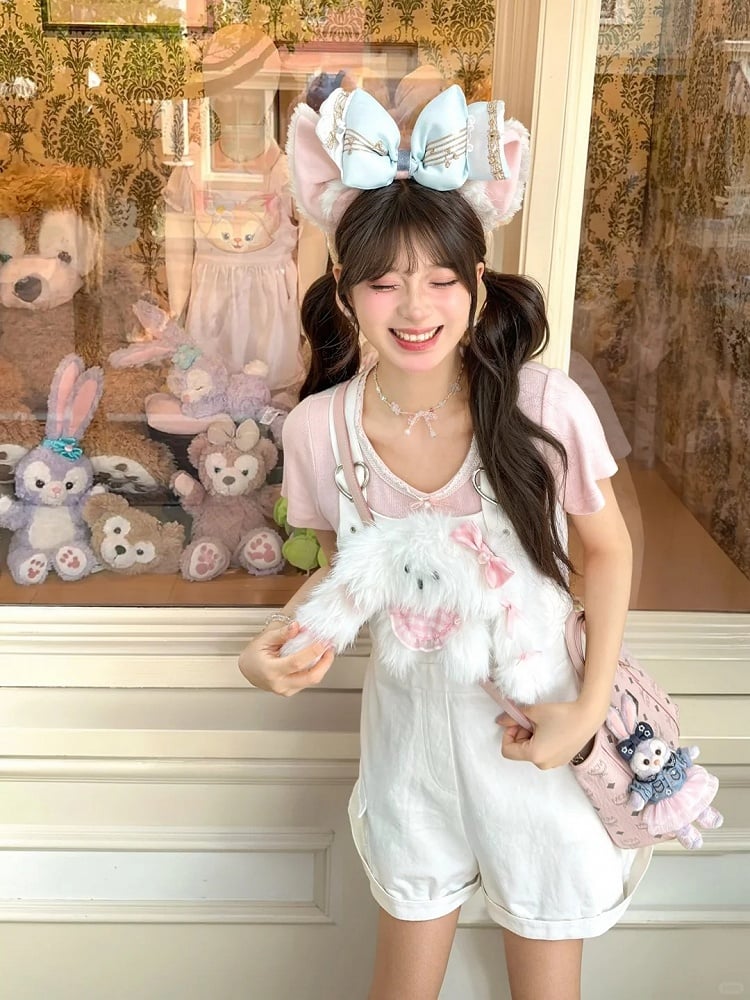 かわいい夢Tシャツ ピンク ラウンドネック