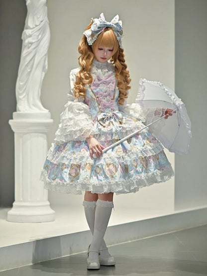 Chandelier Lolita Crystal Bow and JSK Floral with Accents Blue Print