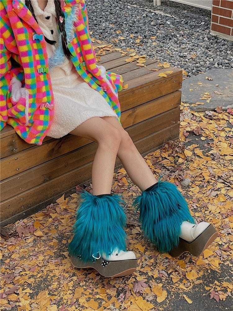 Blue Peacock Shaggy 20CM/30CM/40CM Warmers Leg Y2K