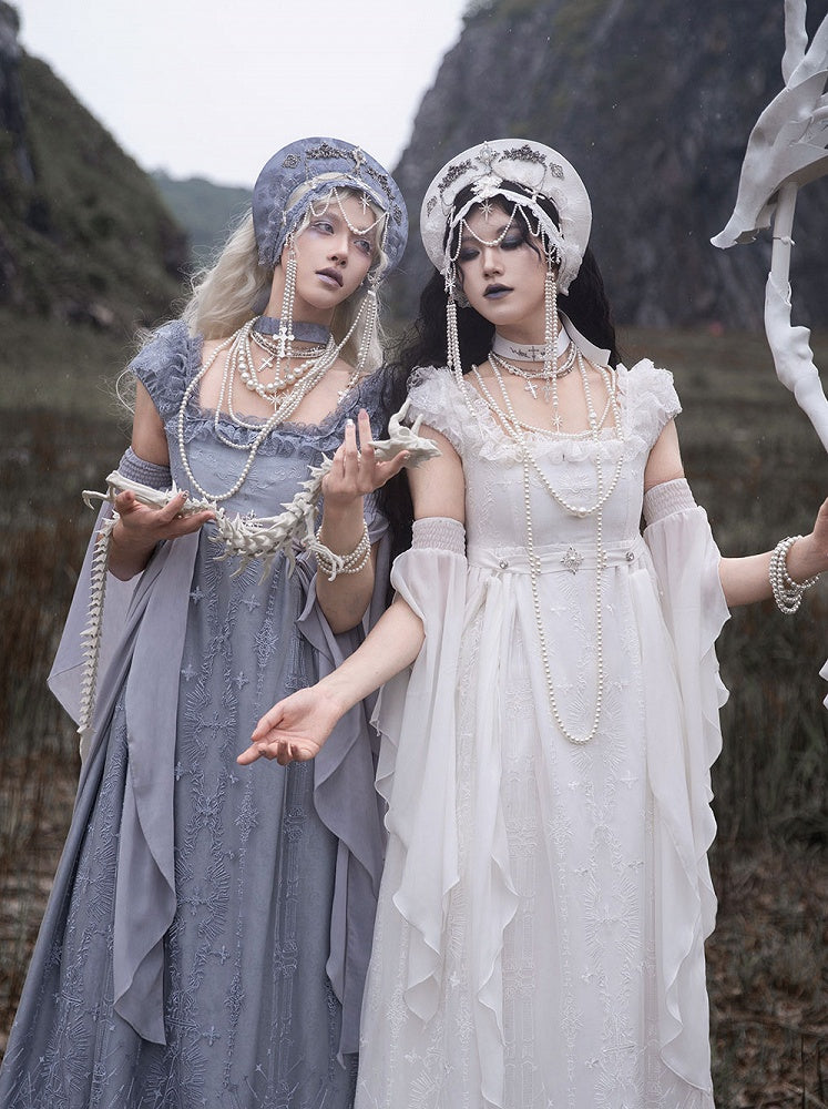 White Shiro Cathedral Empire Waist Dress Gothic Lolita JSK