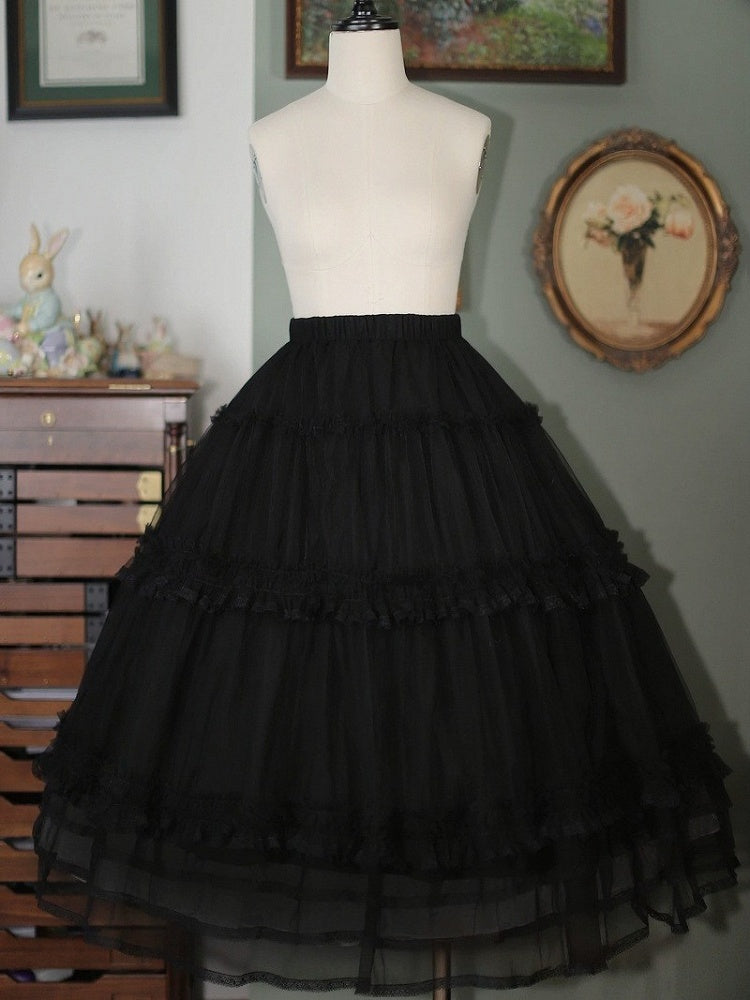 Elegant Lace Trim Tiered Underskirt - Tiny Garden